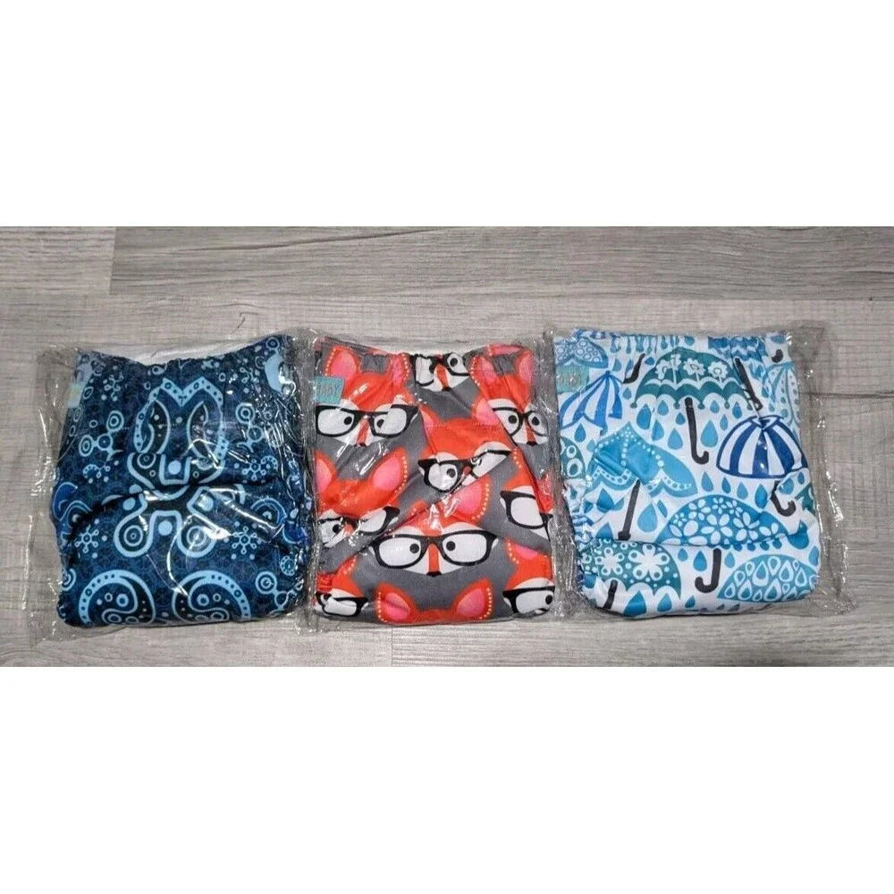 New Lot of 3 Alva Baby Pocket Cloth Diapers NIP Sealed